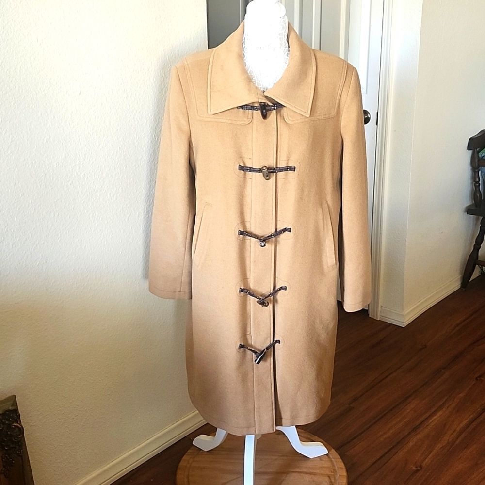 Harve Benard Vintage Y2K‎ 100% Wool Camel Coat Light Academia Size M/L